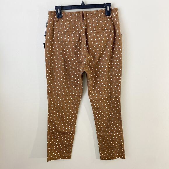 NWT Anthro Tan/White Polka Dot The Essential Slim Pants Ankle Length Mid Rise 8 - Picture 3 of 7